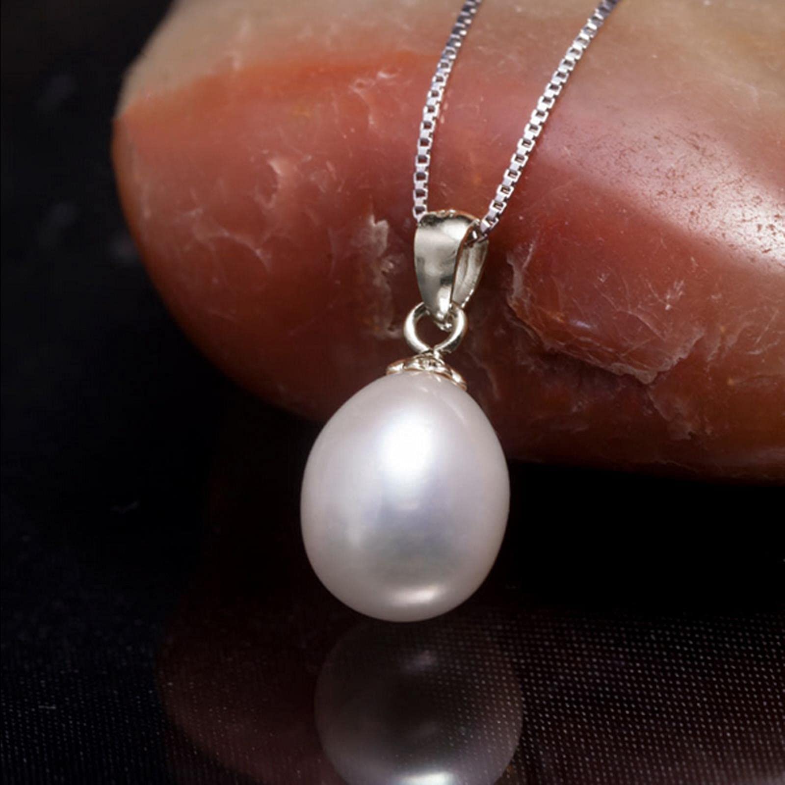 Collana girocollo con orecchini pendenti in argento sterling 925 con perle d'acqua dolce naturali