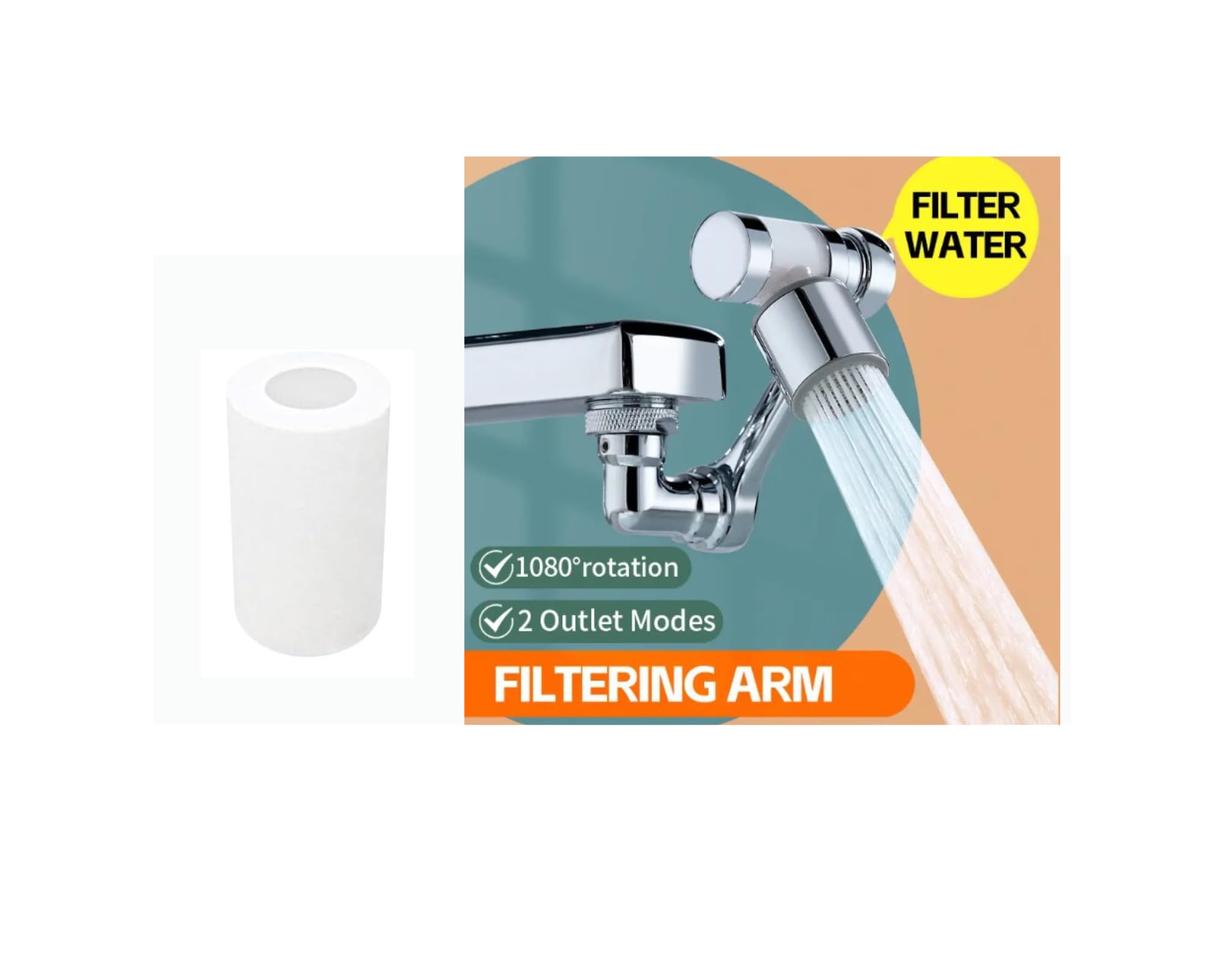 3 Stück Wasserhahnverlängerung, 1 ​ 080° drehbarer Wasserhahnverlängerer aus Kupfer, 2 Modi, 360° schwenkbarer Wasserhahn-Belüfter, Extender für Badezimmer, Küche, Spüle, K Trends. (mit 24 Filtern)