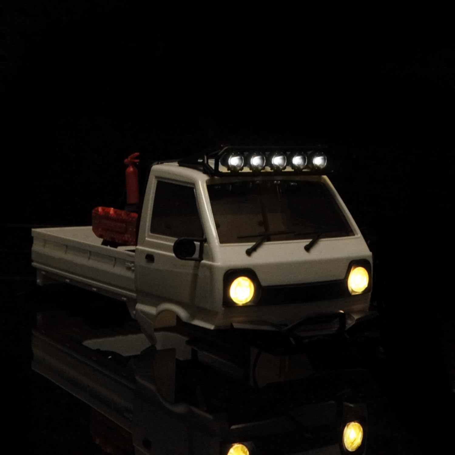 KT24 1/24 Kei Truck Hard Body Shell Kit with LED Lights for Axial SCX24, C10, Bronco, Wrangler, Base Camp, 4Runner (133mm Wheelbase) - Warm White