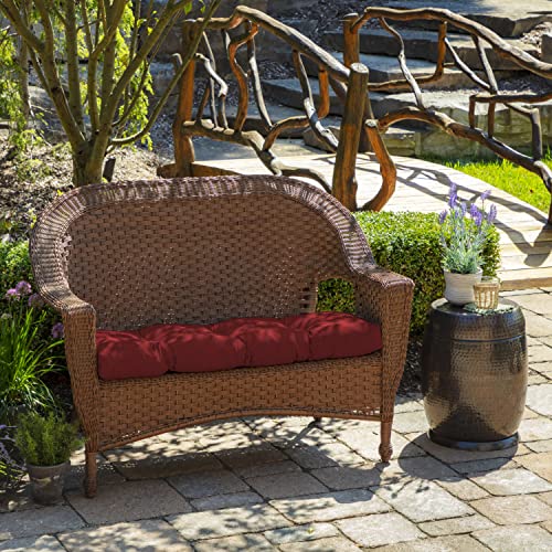 Image of Arden Outdoor Wicker Settee Cushion, 41.5 x 18, Rain-Proof, Fade Resistant Ruby Red Leala