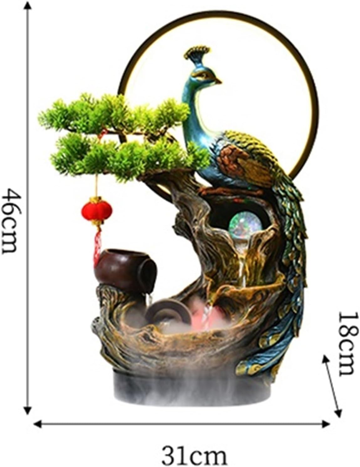Modern Water Decoration, Peacock Circulating Water Office Living Room Courtyard Decoration, Outdoor Fountain Decoration Floor-Standing Fountains