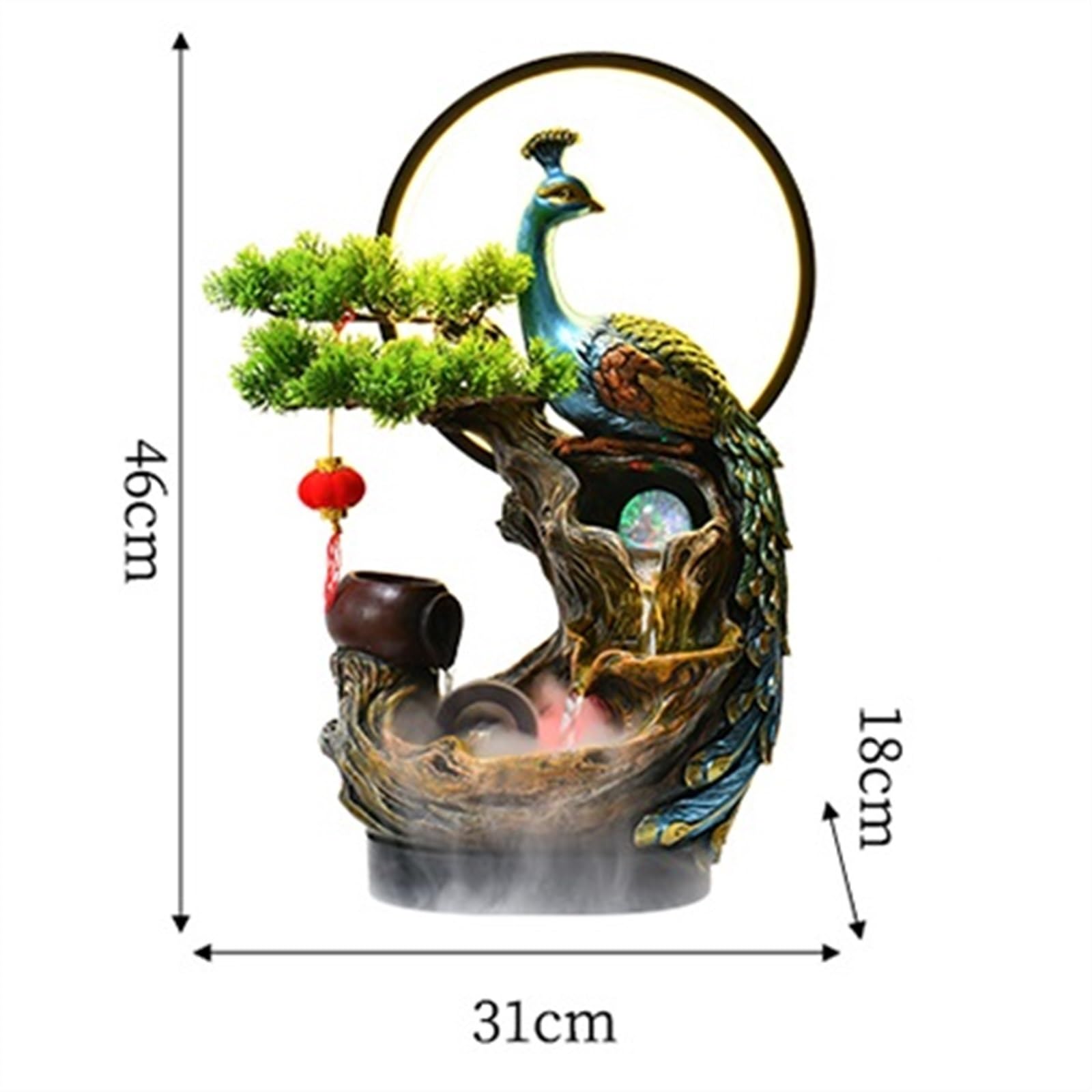 Garten Wasserdekoration, Pfauen-Zirkulationswasser-Büro-Wohnzimmer-Innenhof-Dekoration, Outdoor-Brunnen-Dekoration Dekoration