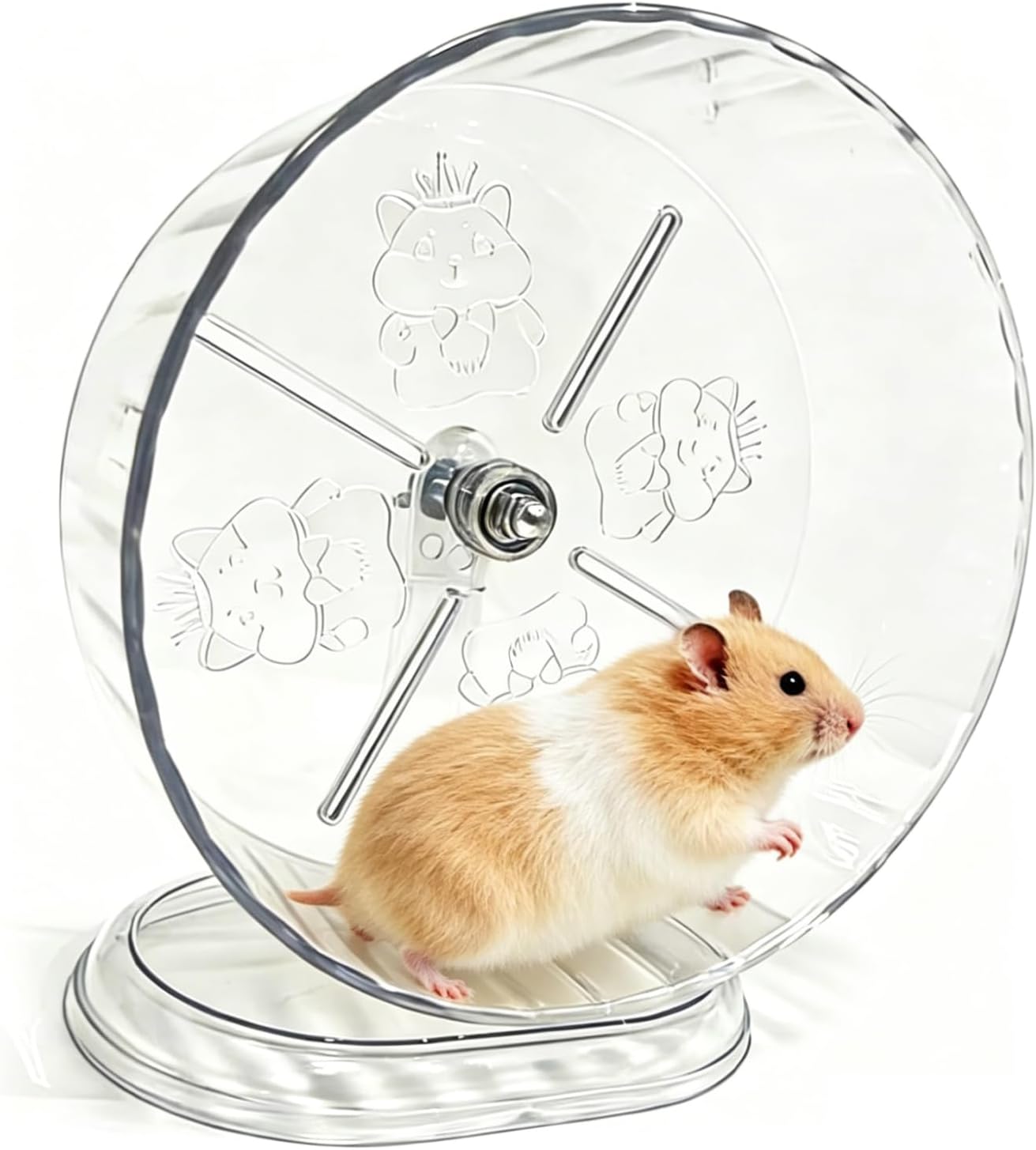 Hamster Wheel,Hamster Cage Accessories,Silent Exercise Wheels,Easy Install,Transparent Hamster Platform(9.45inch)