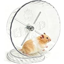 Hamster Wheel,Hamster Cage Accessories,Silent Exercise Wheels,Easy Install,Transparent Hamster Platform9.45inch