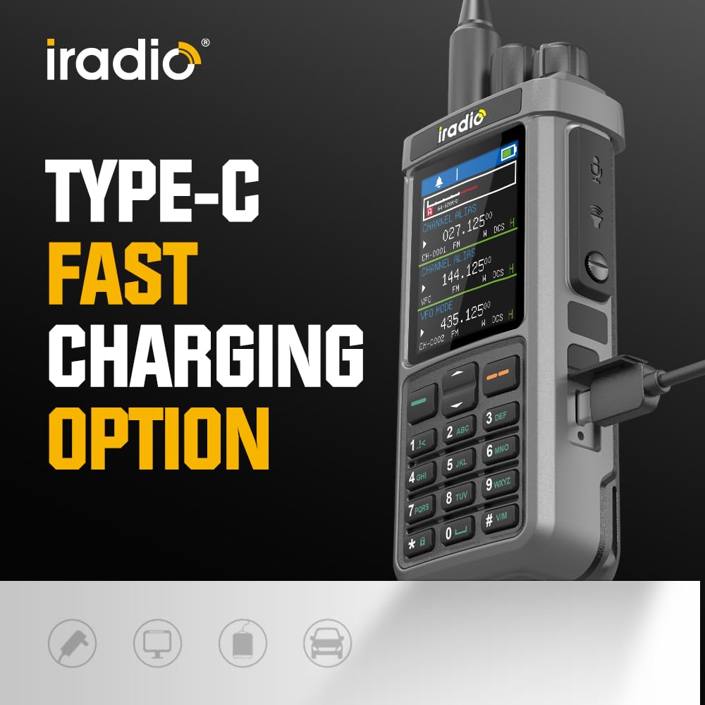 Amazon.com: Iradio UV-98PLUS 6 Bands Walkie Talkie 10W High Power