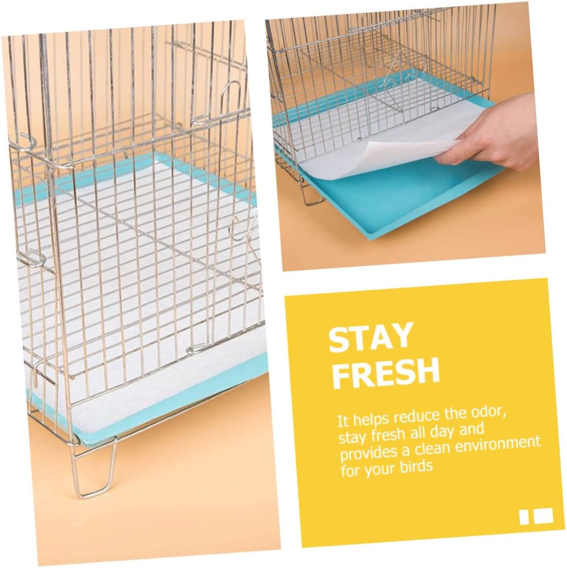 300pcs Birdcage Pad Thickened Paper Cage Liners for Parrots Absorbent and Convenient for Bird Cages and Easy Cleaning
