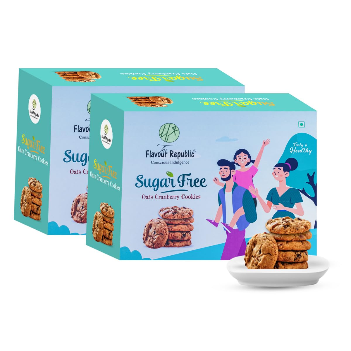 The Flavour Republic Sugar-Free Oats Cranberry Cookies | High Fibre Balance of Taste & Nutrition | Baked Healthy Biscuits | For Kids & Families | Eggless Cookies without Palm Oil (Pack of 2 (300 gm)) (B0D231WR5F) Amazon Price History, Amazon Price Tracker