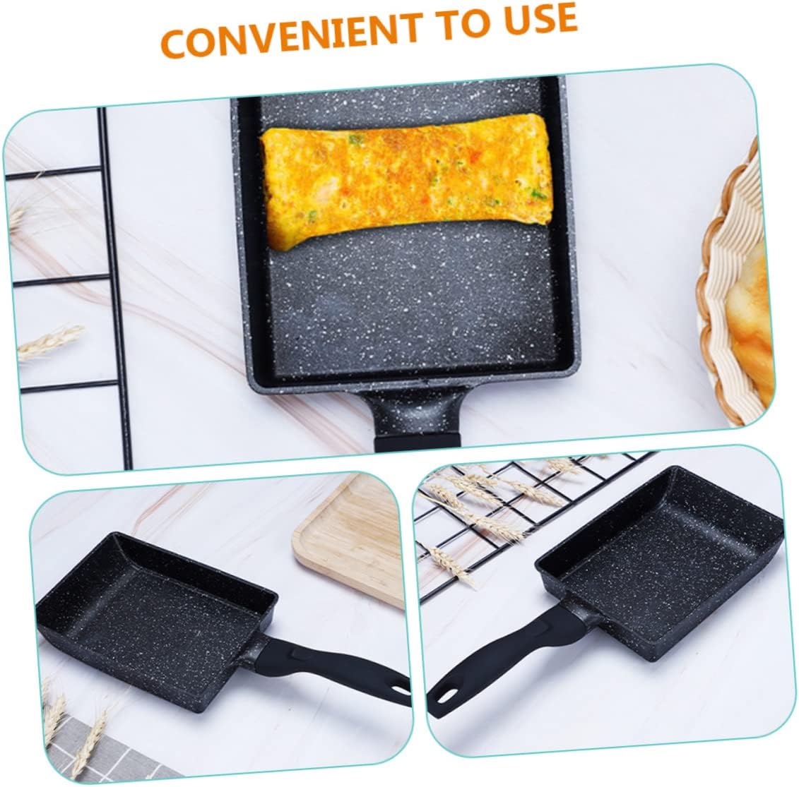 Non-stick Tamagoyaki Pan Frying Pan for Rolled Omelettes Flat Base for Even Heat Distribution Cooking Skillet for Everyday Use for Home Chefs