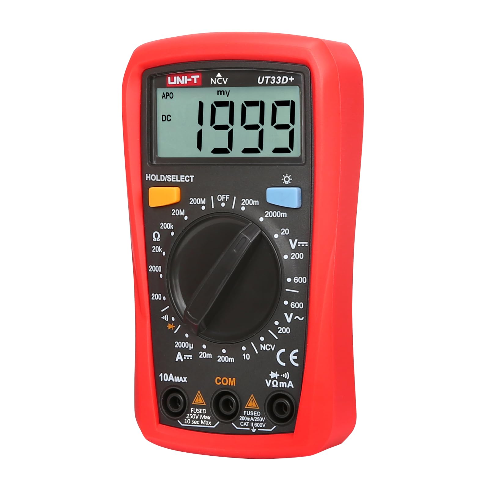 UNI-T UT33D Digital Palm Size Multi-meter with Manual Range 1999 Counts Tester (Red) — Amazon image 2