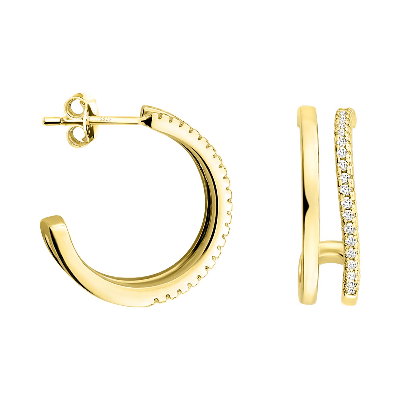 Boucles d'Oreilles SOFIA MILANI en Argent 925 Créole Double - 7