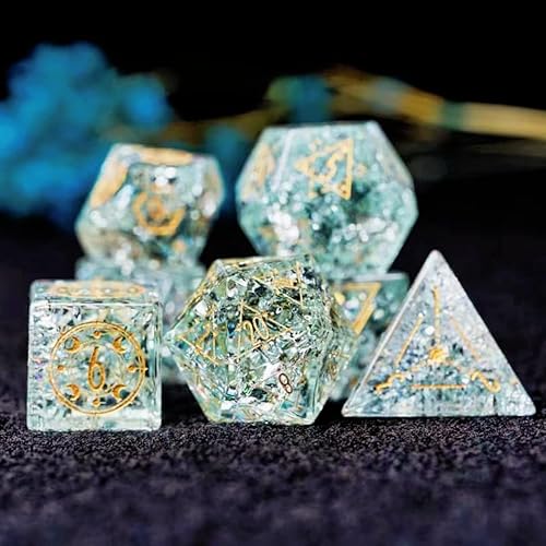 DND - Juego de dados de Calabozos y Dragón, juego de dados de cristal natural para RPG de mesa, juego de dados de piedras preciosas de lujo, hecho a