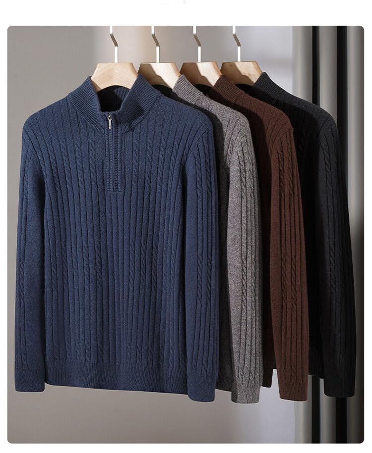 Men's Quarter Zip Sweaters Slim Fit Lightweight Knitted Mock Neck Pullover Casual Polo Sweaters2