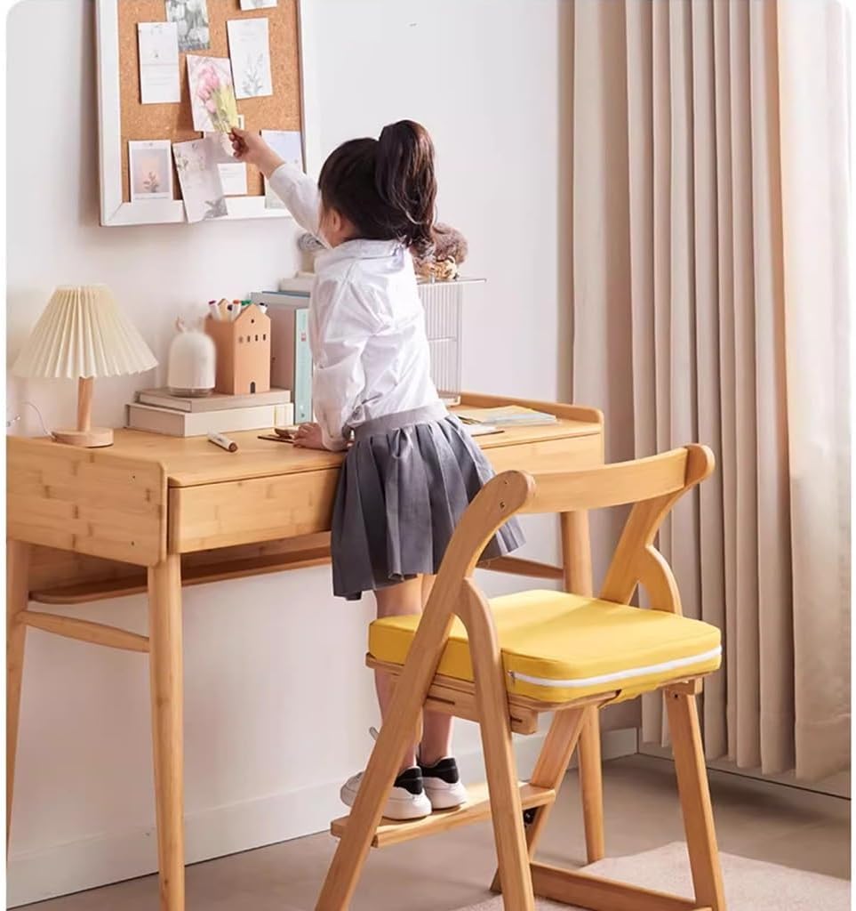 Children's Study Chairs Adjustable Lift Seat Desk Chair, Lifting Chair Study Homework Backrest Chair Student Reading Writing Desk Chair Bamboo Chair for Kids (Color : Style A)