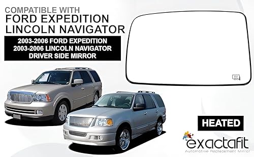 Miniatura 9 de Montaje de cristal del espejo lateral del conductor con placa trasera de plástico calentada compatible con Ford Expedition, Lincoln Navigator