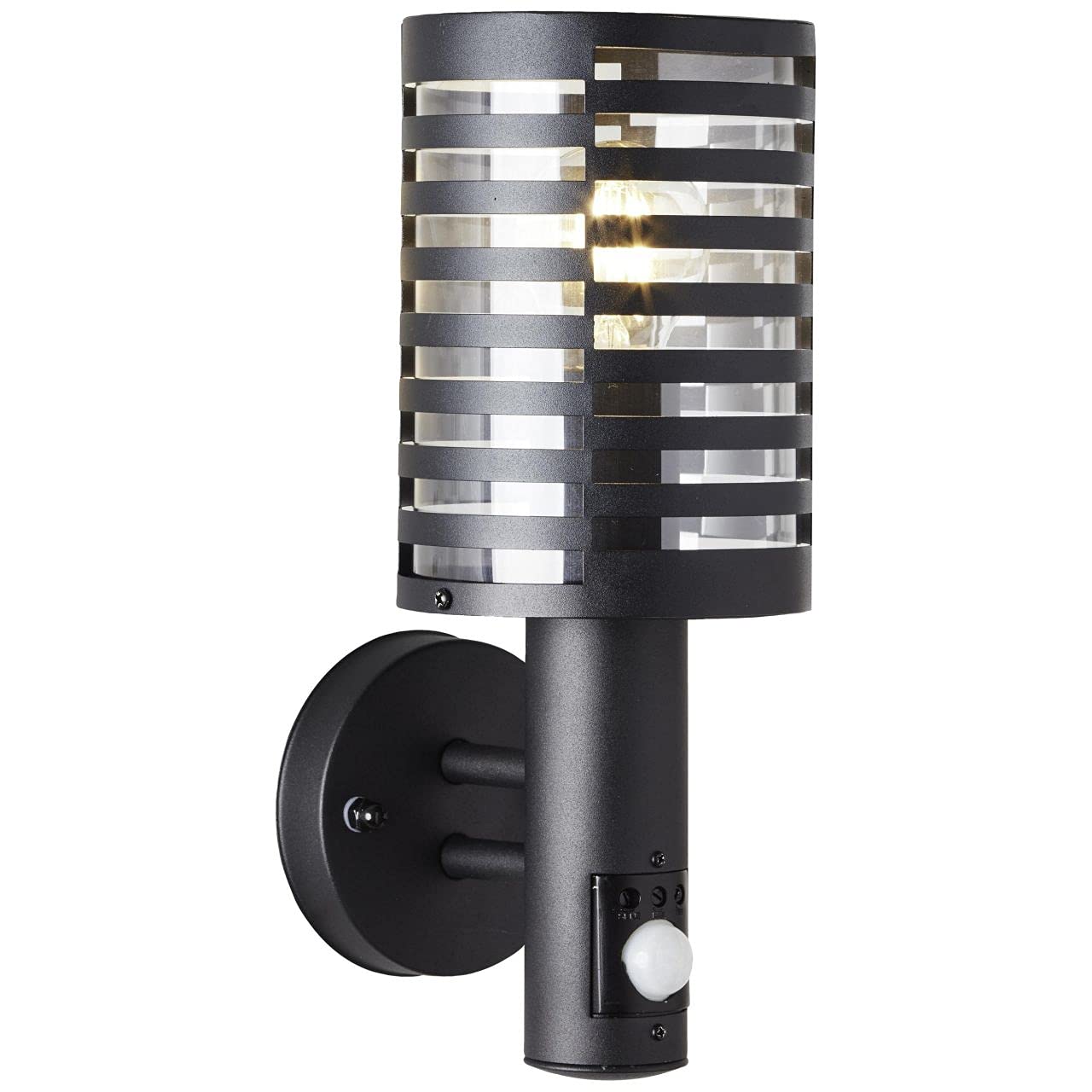Brilliant Lampe, Venlo Außenwandleuchte stehend Bewegungsmelder schwarz matt, Edelstahl/Kunststoff, 1x A60, E27, 40W,Normallampen (nicht enthalten)