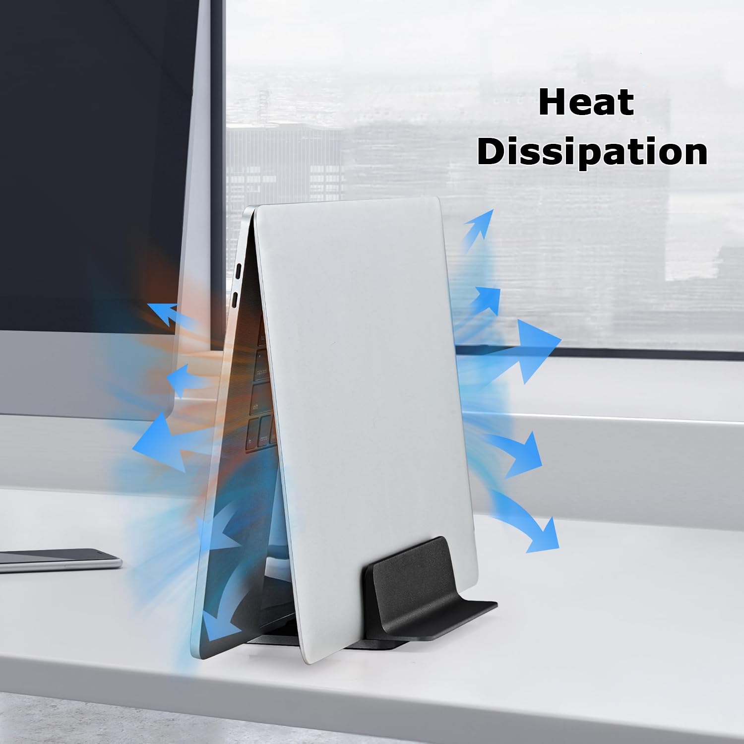 HumanCentric Supporto verticale per laptop per scrivania (nero) | Supporto regolabile per dock Apple MacBook, MacBook Pro e altri laptop per organizzare lavoro e casa ufficio