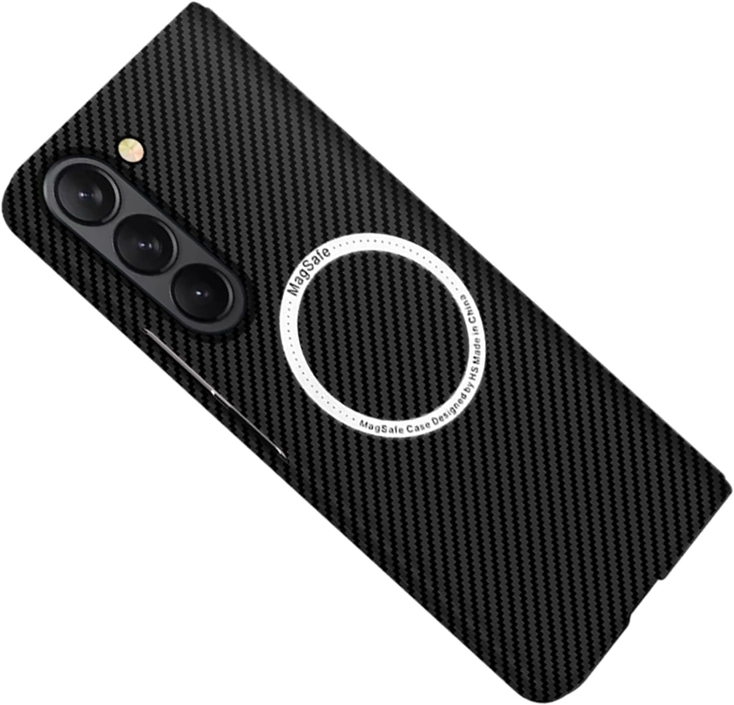 Hepiide Case for Samsung Galaxy Z Fold 6 Case Compatible with Mag-Safe Charger, Carbon Fiber Pattern Slim Shockproof Anti-Drop Case for Z Fold 6 [No Front Screen Protector] (Black)