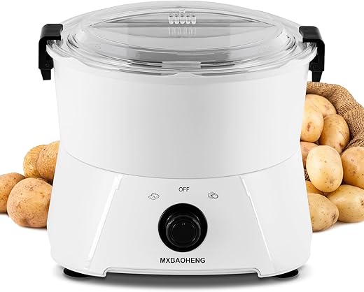 MXBAOHENG P09 Potato Peeler Electric with Blade and Basket 0.8KG Capacity for Peeling Potatoes and Spin Dry Vegetables to Remove Excess Water
