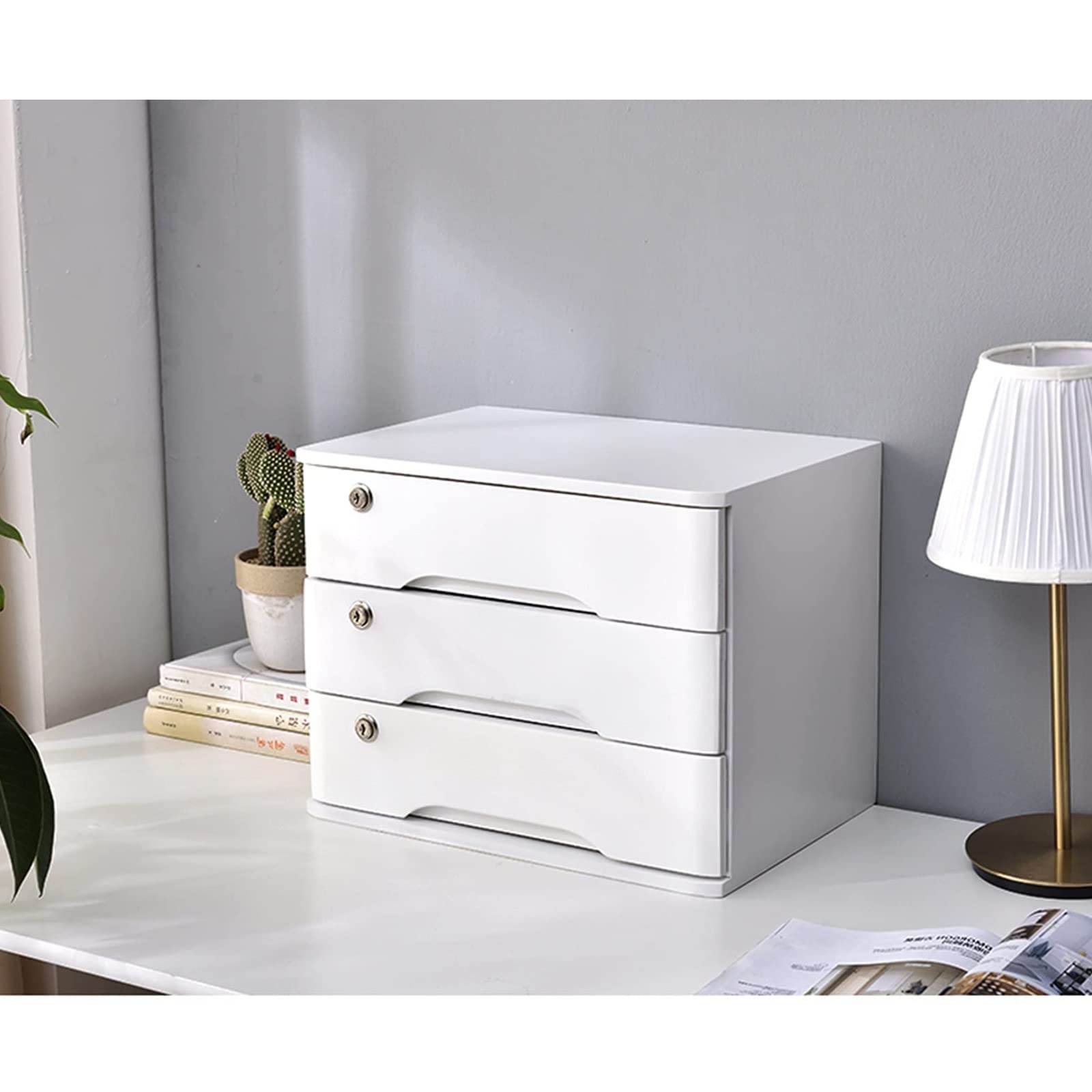 Lockable Solid Wood Filing Cabinet With 4 Drawers,Stylish Desk Storage For Office & Home,Perfect For Stationery And Makeup Nization,A-3 drawers