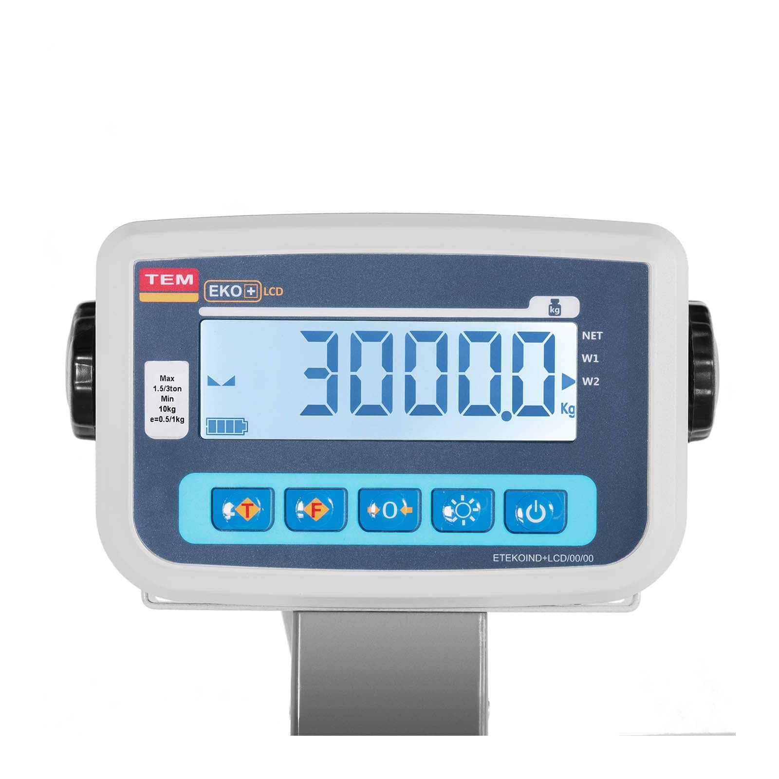 TEM Bilancia a Piattaforma per Animali Bilancia Tarata AEK+C110X2403000-4LC-CHK (500 g (0-1.500 kg) / 1 kg (1.500-3.000 kg), Acciaio, Ferro)