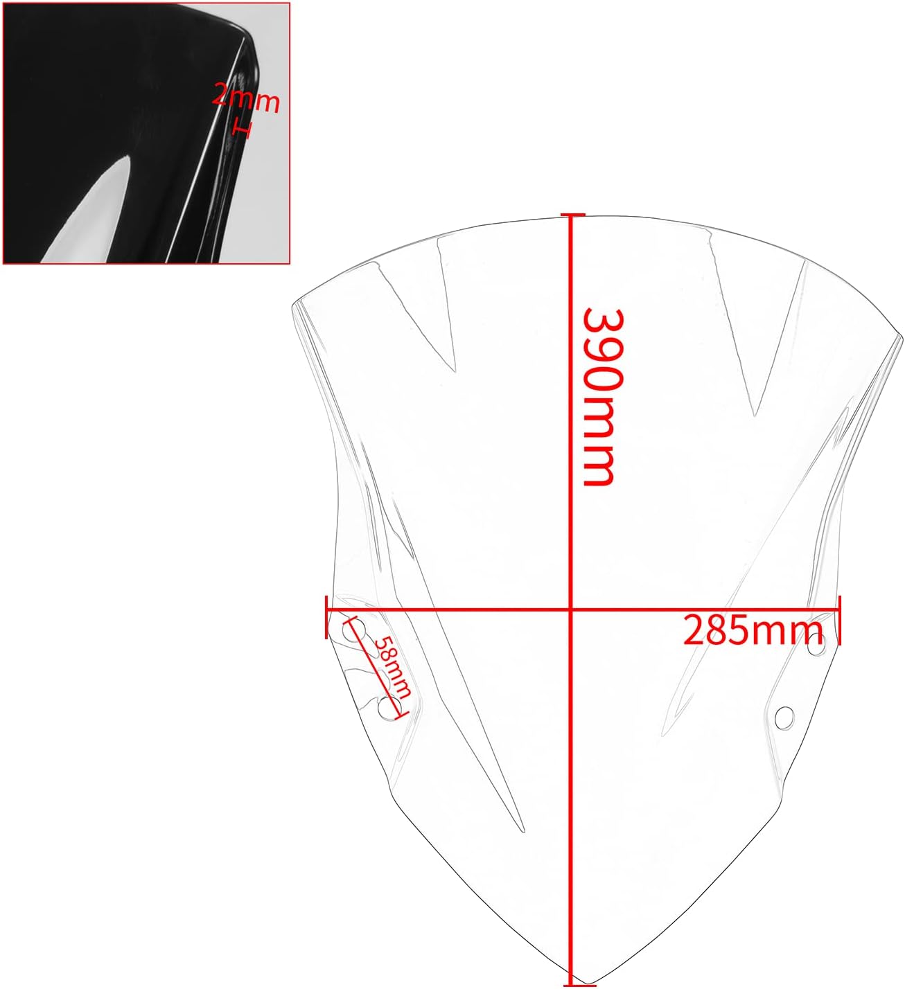 Motorcycle Windscreen Windshield Deflector for Ninja 400 250 Ninja400 Ninja250 2018 2019 2020 2021 2022 2023 2024, Smoke