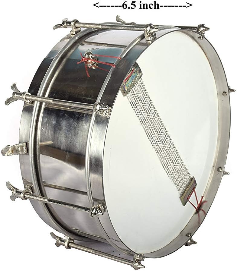 SAI MUSICALS Instruments Side Drum/Dhol (Silver, 12-inch)