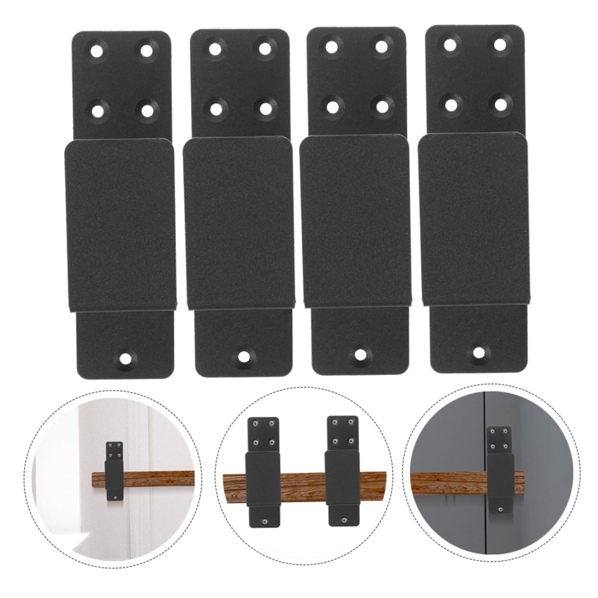 WOONEKY Support de Barre de Sécurité pour Porte, Acier Noir, Forme en U, Maintien Stable, pour Porte D’entrée Sous-sol, Sécurité Renforcée