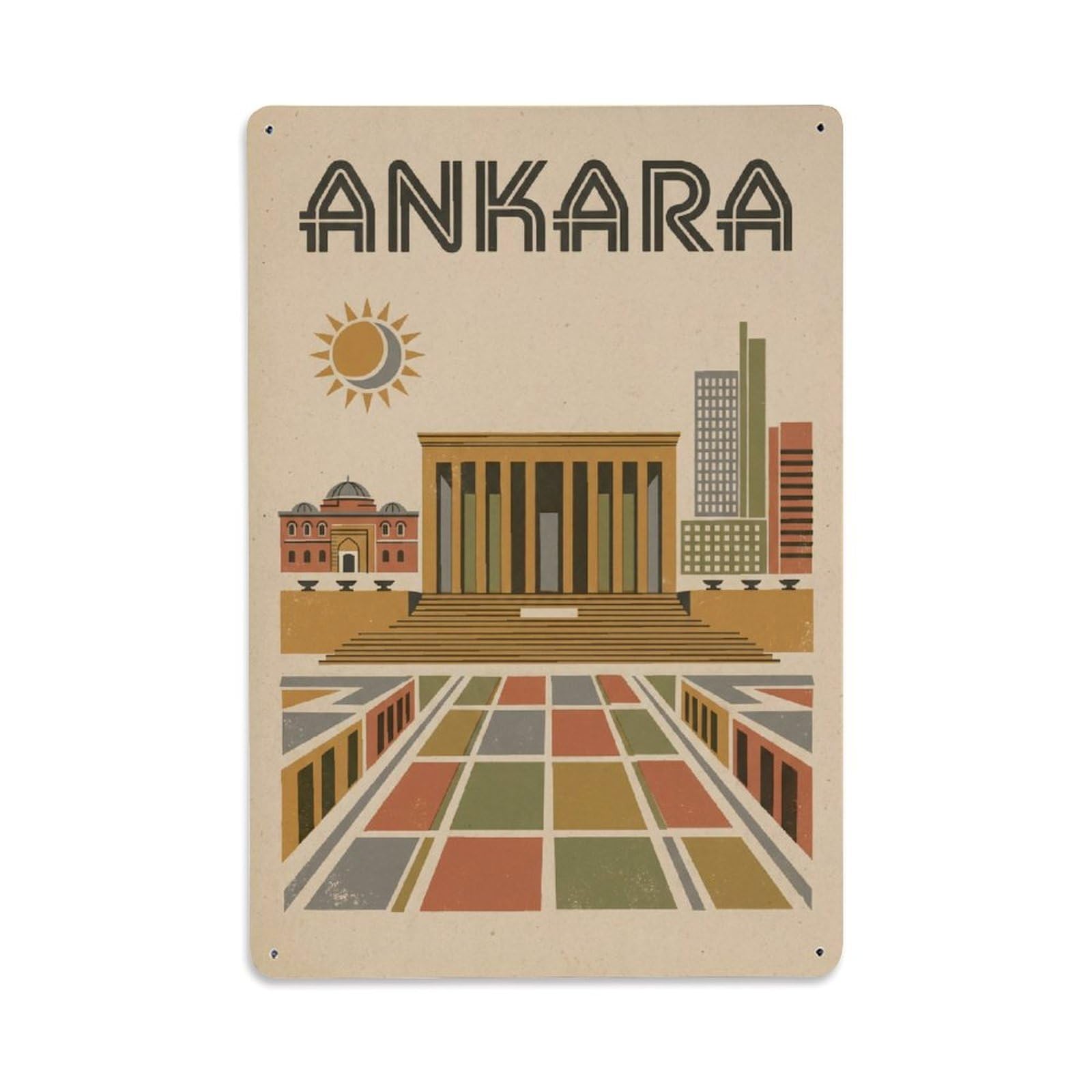 Huiyhb 8X12inch(20X30cm) Turkey Ankara Retro Travel Metal Tin Sign
