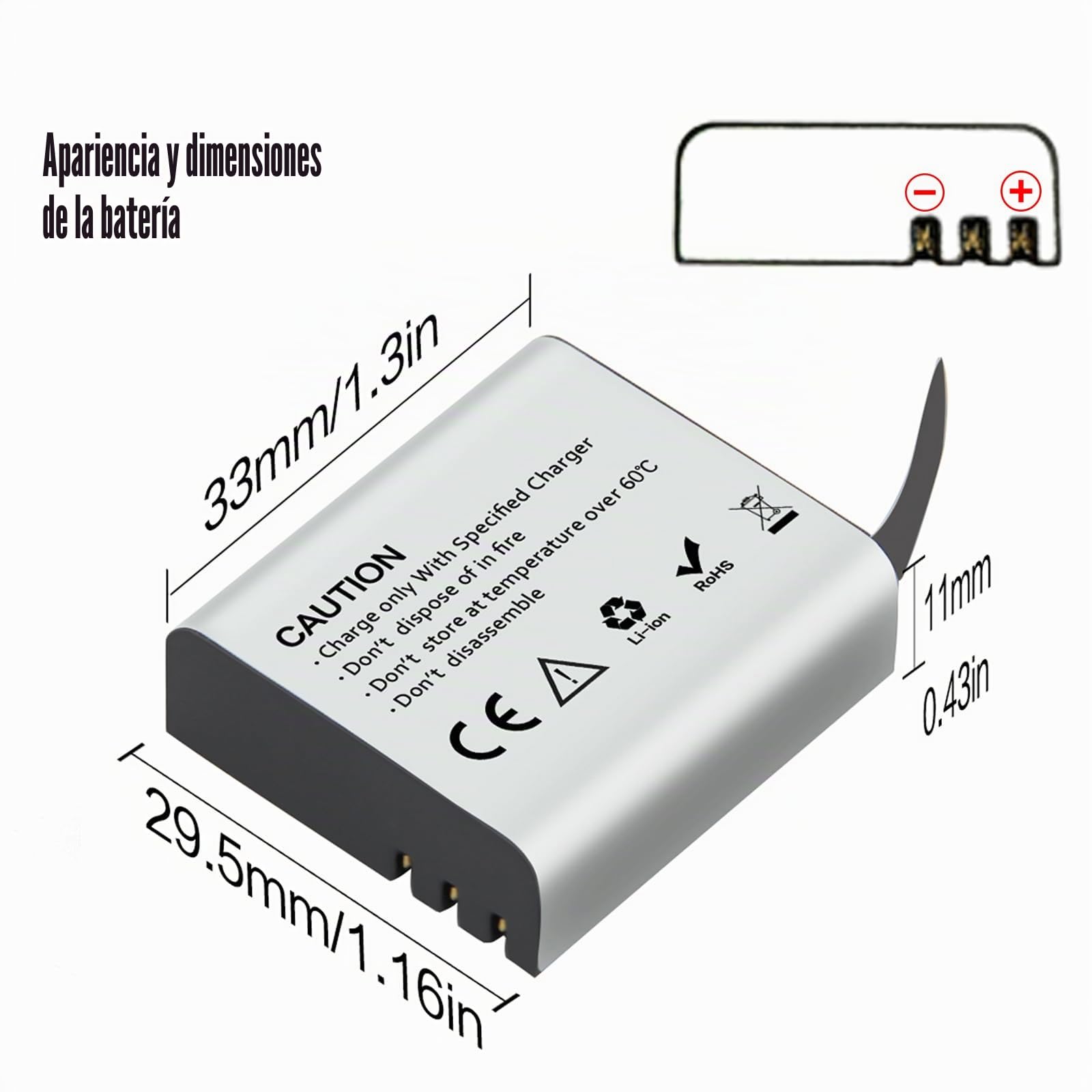Bateria Camara Deportiva, 3 x 1350mAh Batería Recargable con 3 Canales Cargador Compatible con AKASO brave4/v50x/brave6/EK7000, Apexcam, COOAU, Dragon Touch, Exprotrek, EKEN, PG1050, S009R