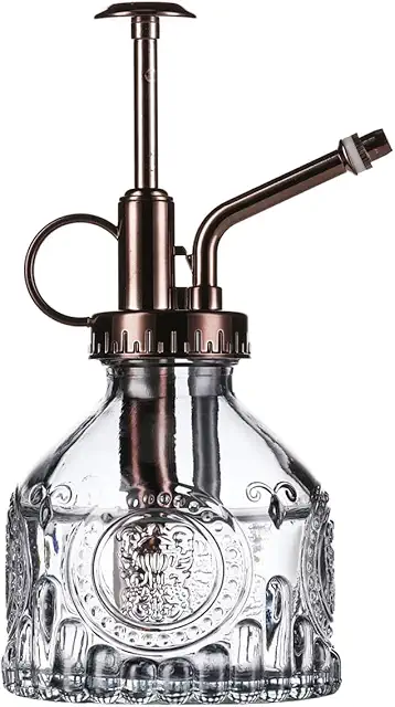 Gray Glass Terrarium Mister Spray Bottle with Bronze Pump - 6.5" Plant Waterer