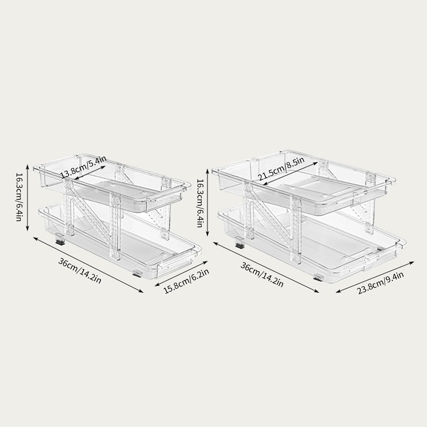Infinite Telescopic Beverage Storage Box Automatic Positioning Transparent Double Layer Can Storage Rack Refrigerator Cola Storage Box Freezer Organizer Bins for Chest Freezer (A, One Size)
