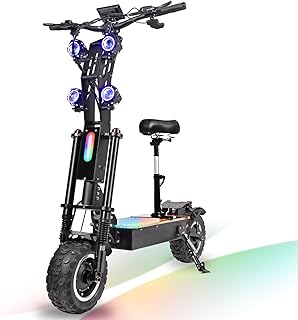 High-Performance Electric Offroad Scooter - 62 MPH Fastest Dual Motor, 10000W, 80-Mile Range, 14" Off-Road Tires, 72V 40Ah Power Battery, 4-Piston Brakes, Dualtron Shock Absorbers - Black
