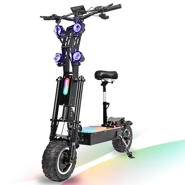 High-Performance Electric Offroad Scooter - 62 MPH Fastest Dual Motor 10000W 80-Mile Range 14 Off-Road Tires 72V 40Ah