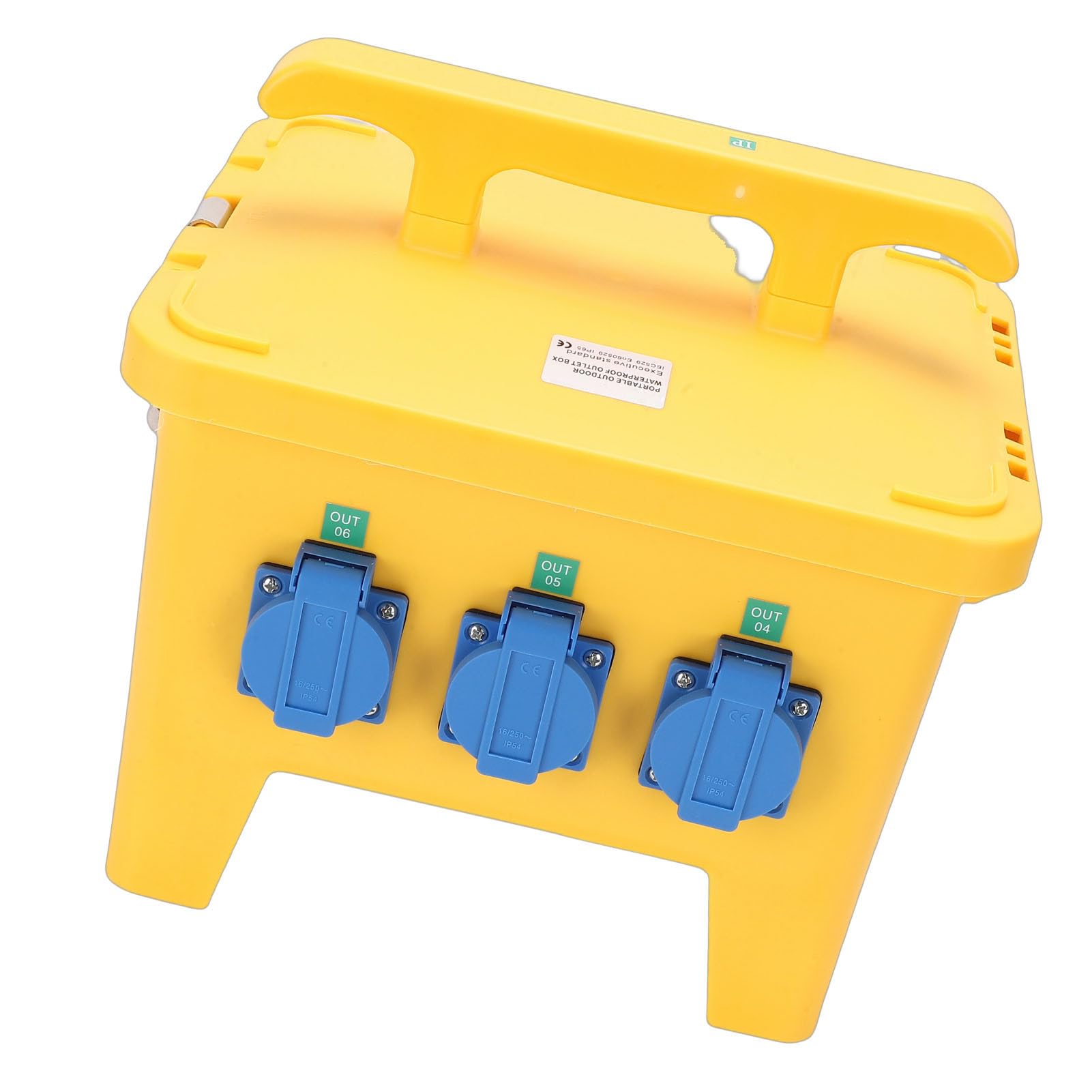 Jectse Scatola di Distribuzione Dell'energia Portatile Resistente All'acqua con 6 Prese per Cantiere, Scatola Elettrica IP65 Gialla in Materiale ABS Premium per Cantiere