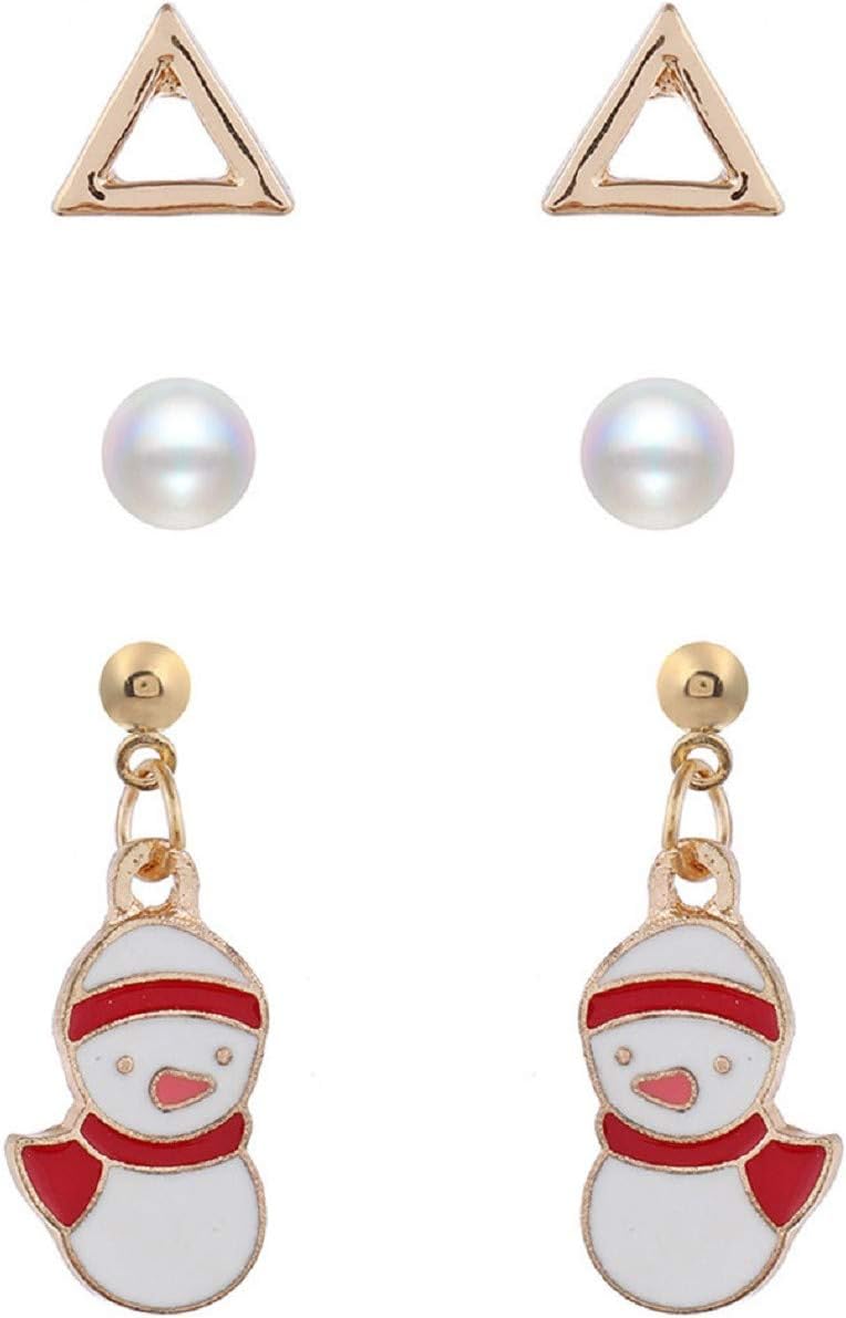 JKLING Women Christmas Eve Earrings Reindeer Santa Claus Snowman Decoration Drop Dangle Earrings for Women Girls