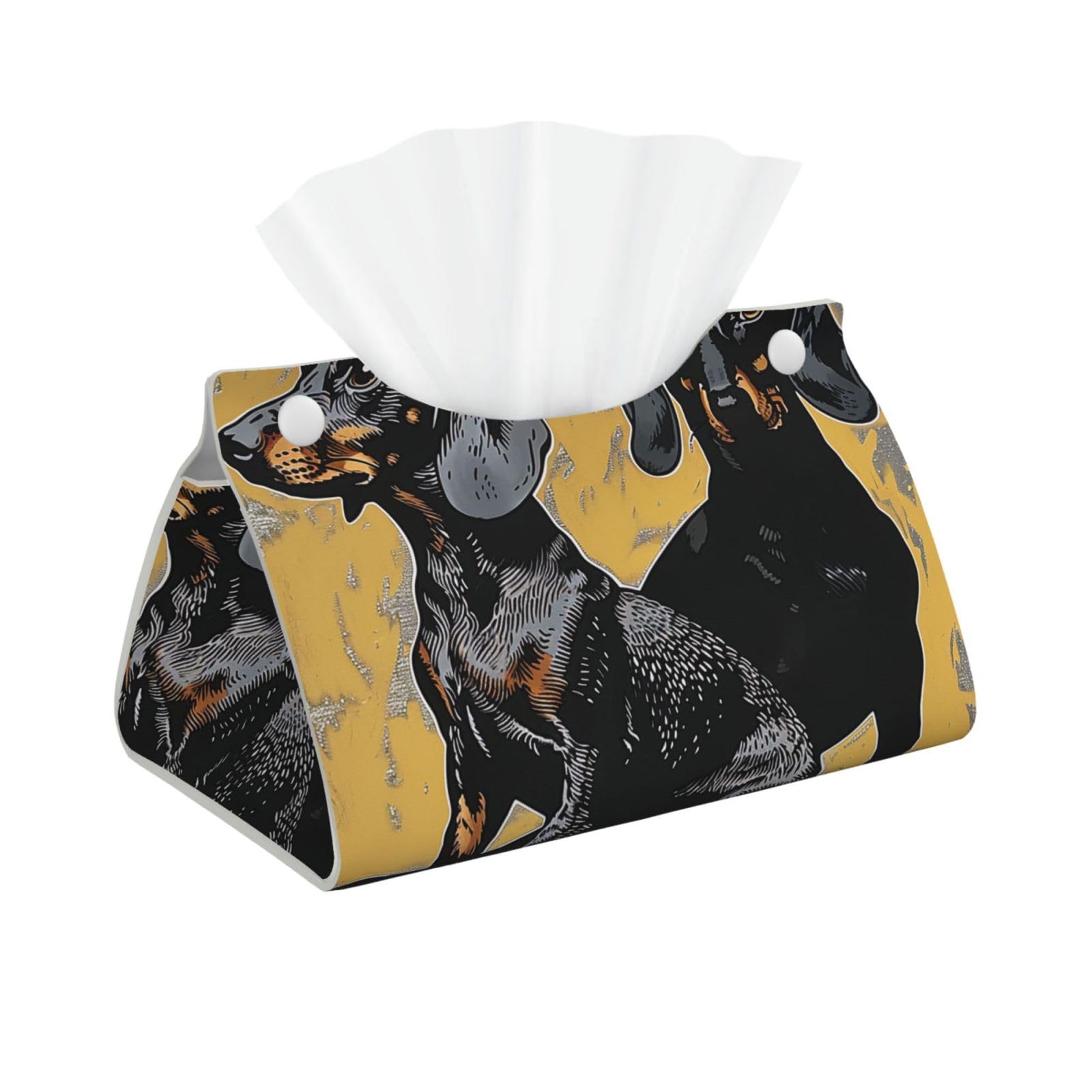 dachshund Print Tissue Box Cover Foldable Tissue Storage Box Leather Tissue Cube Box Holder for Living Room Bedroom Office Car Home Decor