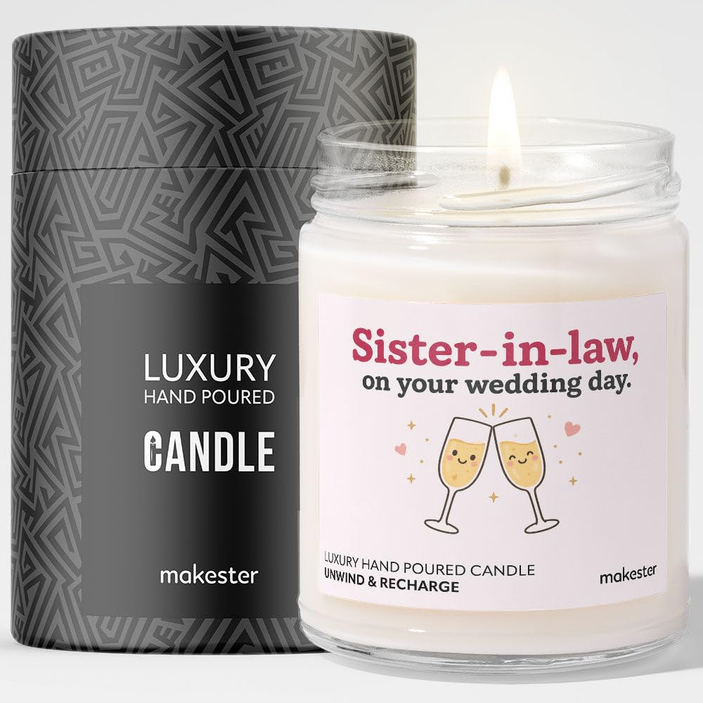Gift for Sister in Law On Wedding Day - Luxury Soy Wax Candle - Vanilla, Jasmine, Sugared Almond - Makester โ image 1