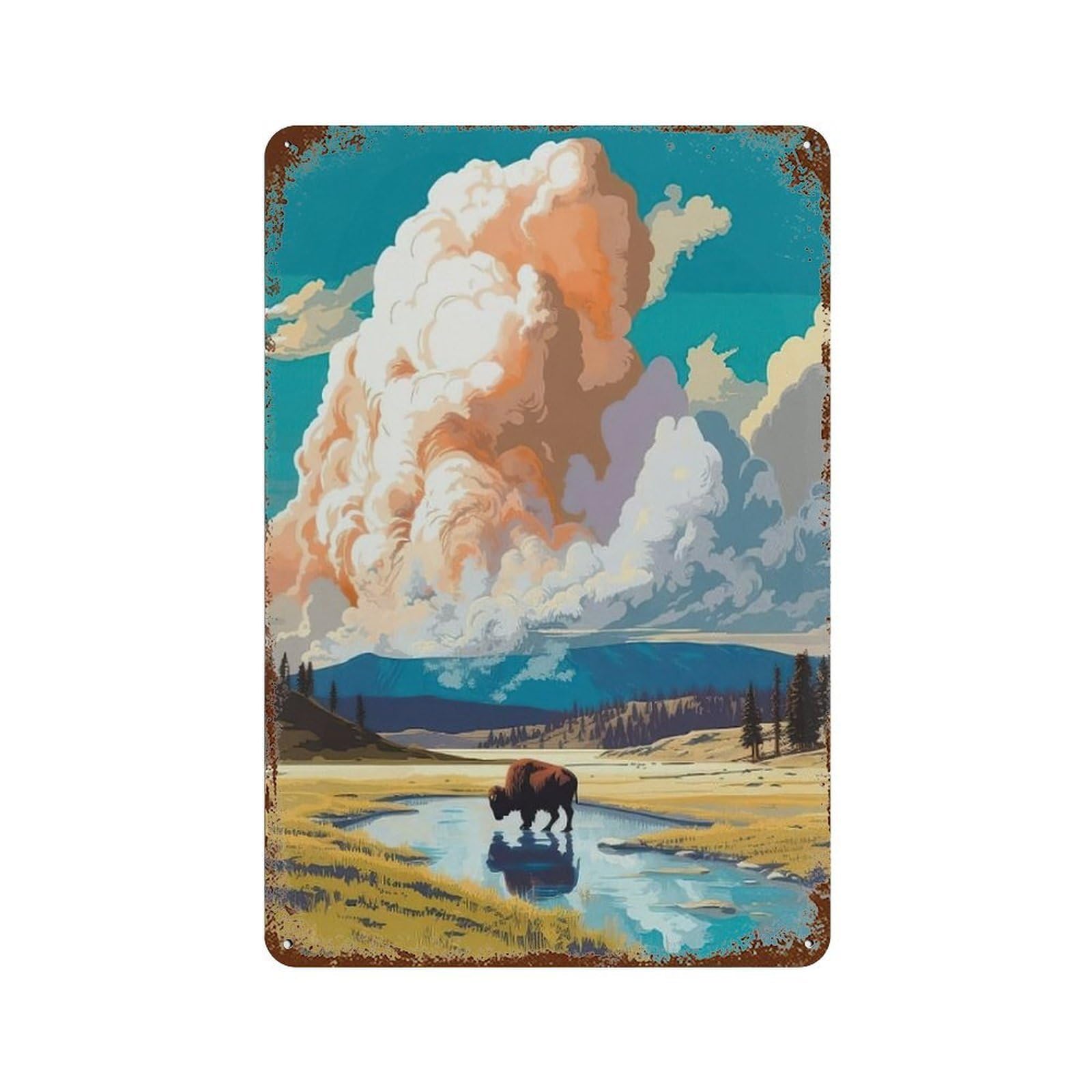 xiaoxiaoshen Cityscape Yellowstone Wall Decor Art Metal Tin Poster Modern Home Decor Art Home Bar Shop Decorations Vintage Sign 30x20cm