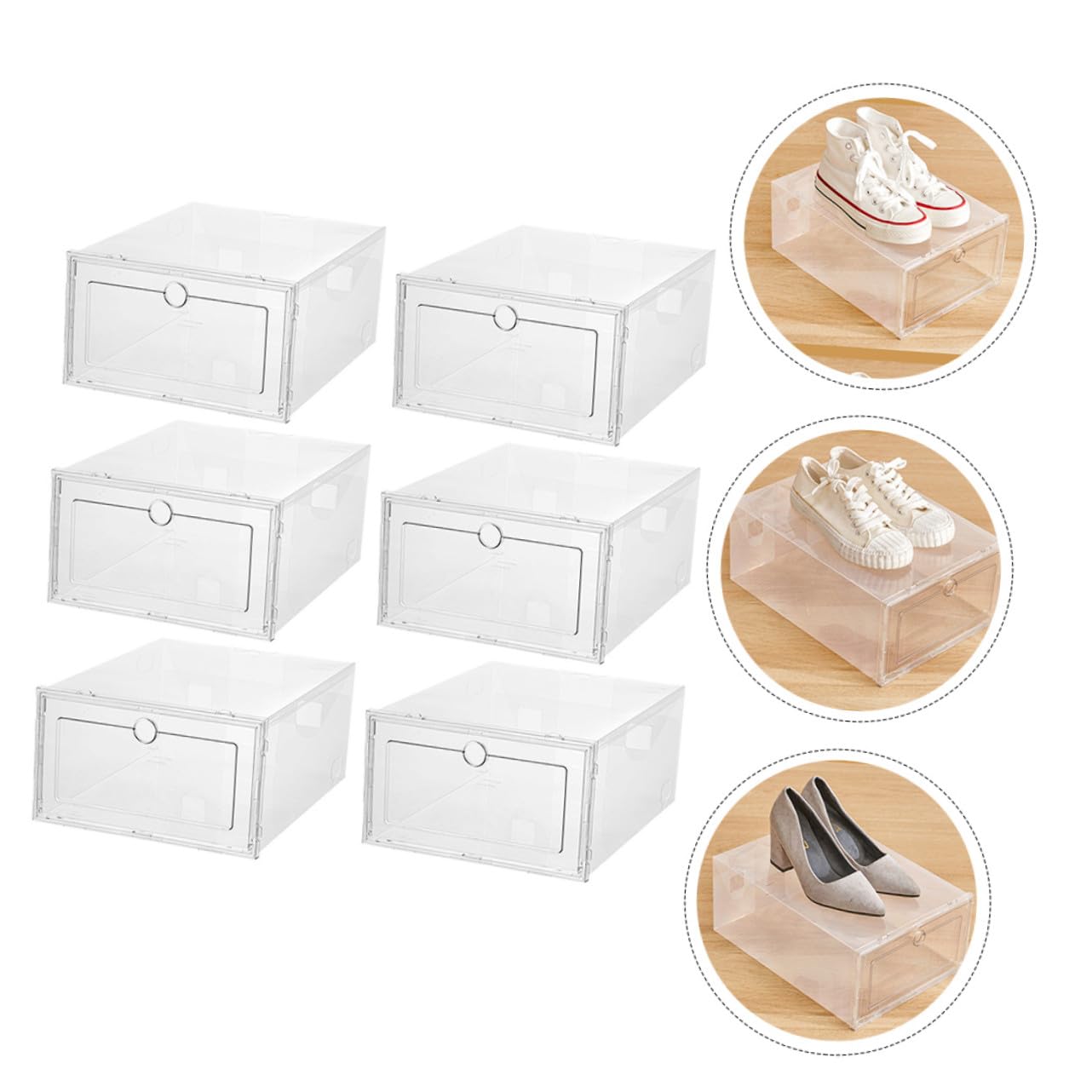 Gatuida 6 Pcs Caja de Zapatos Apilable Estuche para Zapatos Cajones Transparentes de Plástico Almacenamiento en Casa Seguro y Práctico