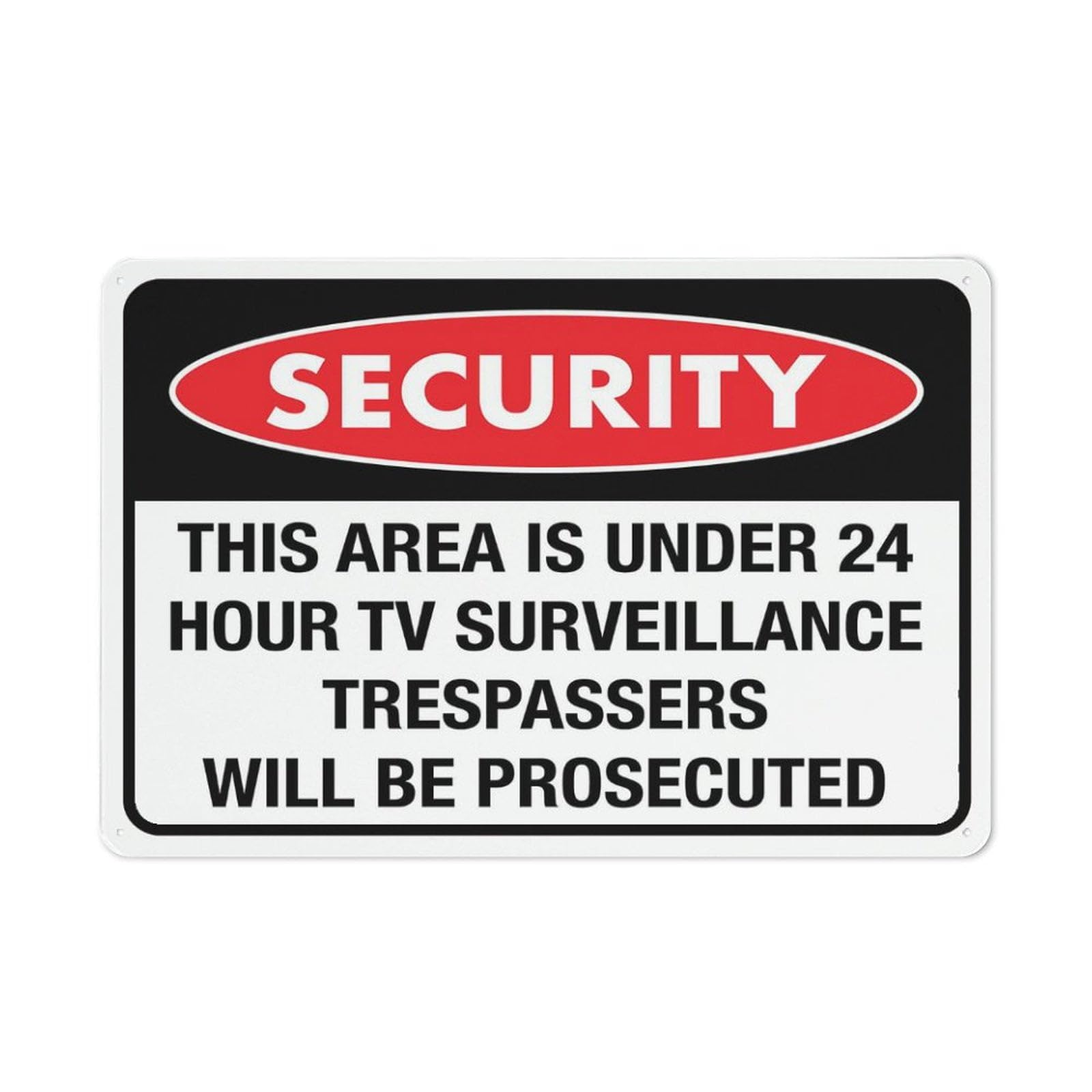 peiyeety Security This Area is Under 24 Hour Tv Surveillance Sign 12x16 Inches Metal Aluminum Signs, Weather Resistant, Weatherproof, Indoor Or Outdoor