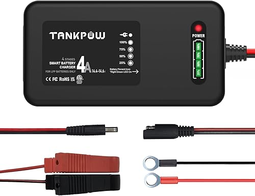 Cargador de batería LiFePO4 de 14.6 V, cargadores de batería de litio 4A, cargador de batería LiPO inteligente de 12 V para automóviles,