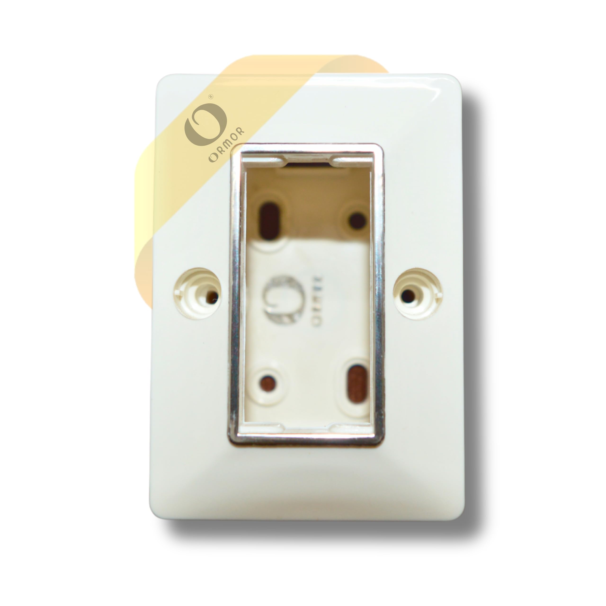 ORMOR Modular Surface Mount Gang Box (1 Module-White) Silver Line Glossy Premium Polycarbonate Box for Universal Standard Modular Electrical Switches 1