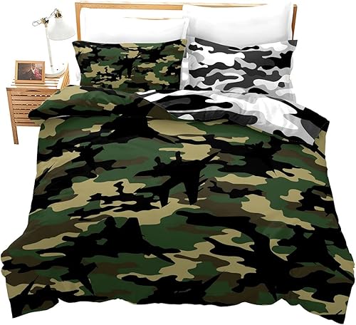Erosebridal - Conjunto de funda de edredón camuflada para niños, estampado de aeroplano para adolescentes, niños, de aeronaves militares, 1 funda de