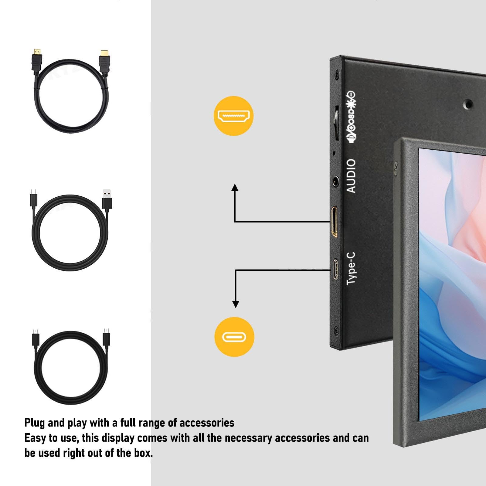 SENECESLI Monitor Touchscreen da 7 Pollici, Schermo 1024x600 con Tocco Capacitivo, modalità Orizzontale e Verticale, Monitor Portatili Display Touch con Visualizzazione 'utilizzo di CPU