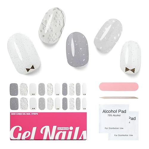 Semi Cured Gel Nail Strips, Christmas 20 PCS Nail Stickers