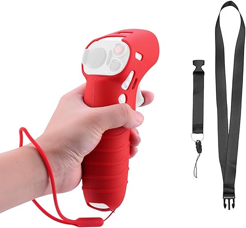 XINANEE Funda protectora para DJI RC Motion 2, DJI AvataDJI FPV Funda de silicona con cordones para muñeca y correa para el cuello (rojo)