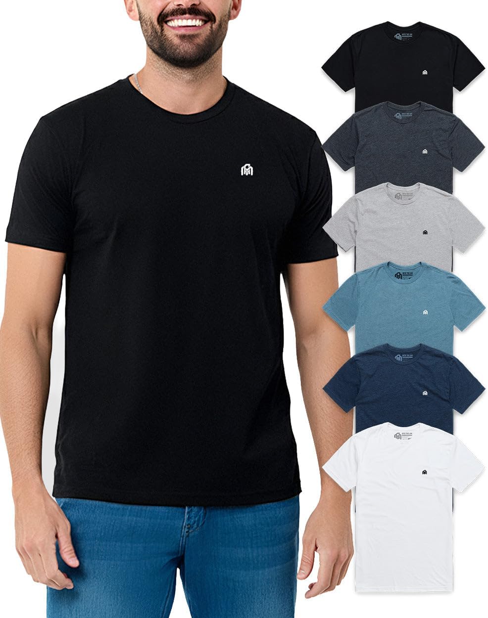 INTO THE AM Men's T-Shirts Soft Cotton Blend Crew Neck Tee S - 4XL Athletic Fit Plain & Logo Basic T-Shirt for Men