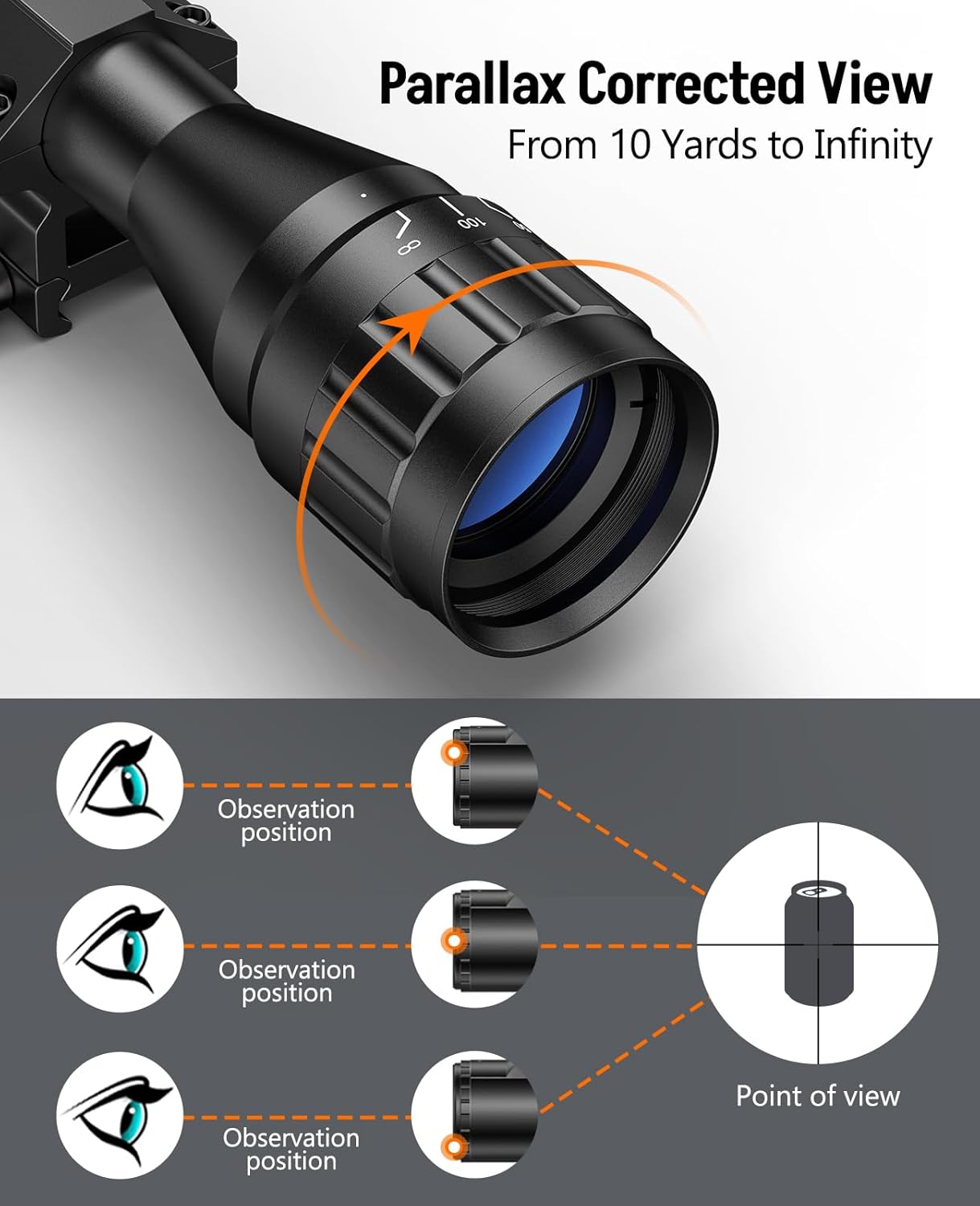 MidTen 3-9X32 AO Rifle Scope with Locking Turret - Crosshair Reticle 22 Riflescope for Hunting - 1 Inch Tube SFP Scope with 20mm Scope Rings