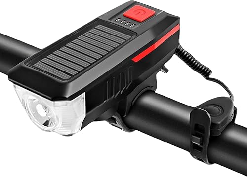 Miniatura 8 de Faro de bocina de bicicleta solar / USB de doble carga para bicicleta, luz de bocina de bicicleta de alto brillo, impermeable, luz de bocina de