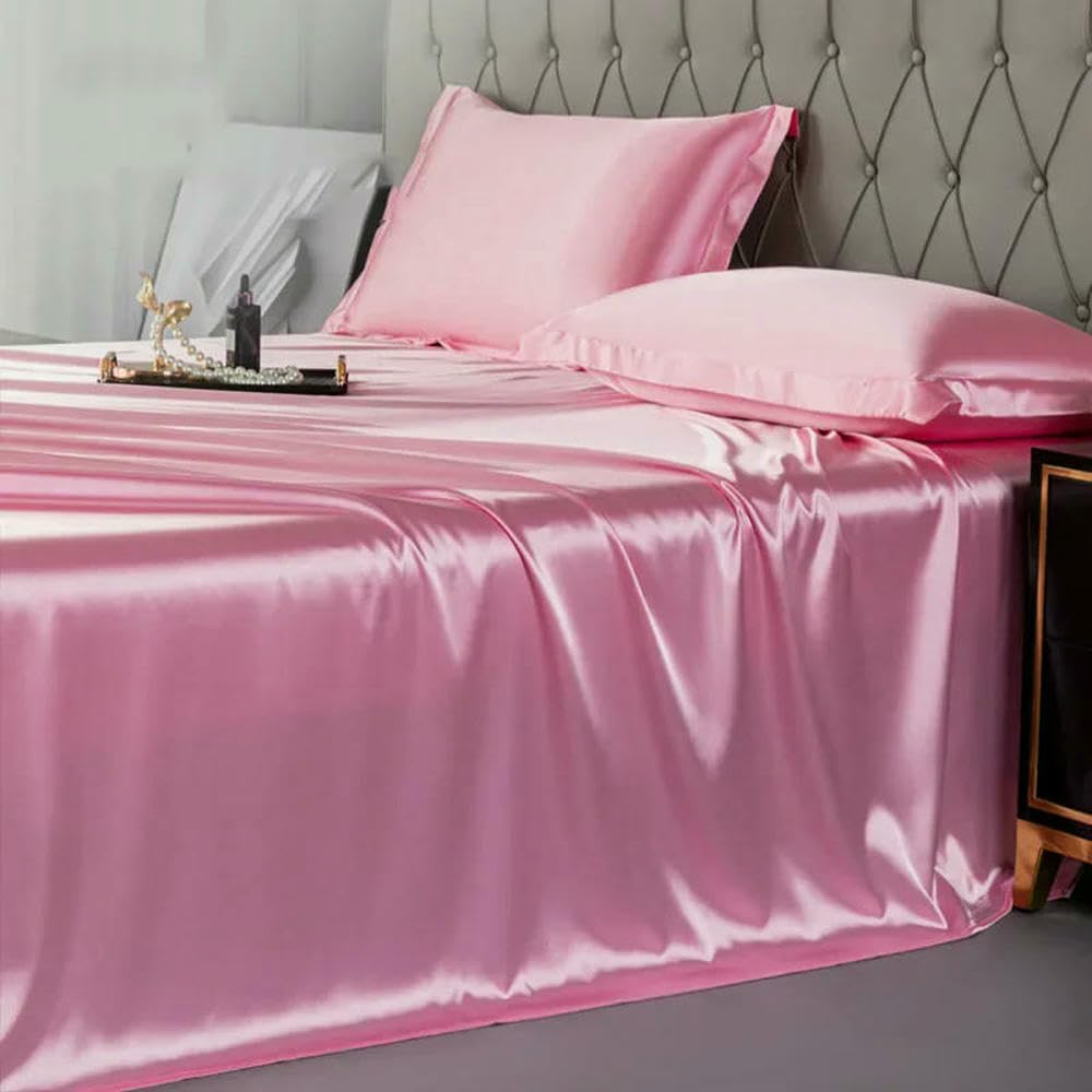 Drap plat satin de soie lit double grande taille Twin à King